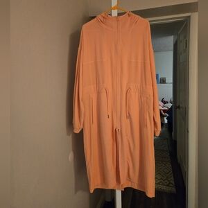 Rae Mode Peach Hooded Long Jacket
